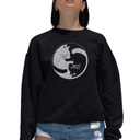 Black Small Yin Yang Cat - Women's Word Art Crewneck Sweatshirt