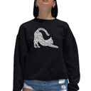Black XL Stretching Cat - Women's Word Art Crewneck Sweatshirt