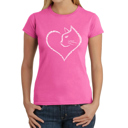 Pink Medium Cat Heart - Women's Word Art T-Shirt