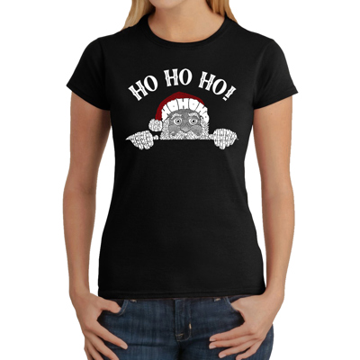Peeking Santa - Women's Word Art T-Shirt
