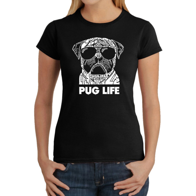 Women's Word Art T-Shirt - Pug Life