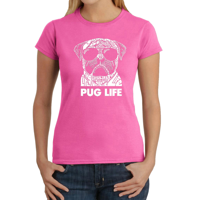 Women's Word Art T-Shirt - Pug Life