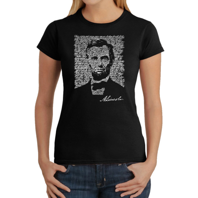 Women's Word Art T-Shirt - ABRAHAM LINCOLN - GETTYSBURG ADDRESS