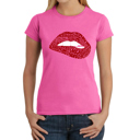 Pink XL Brooklyn Lips - Women's Word Art T-Shirt