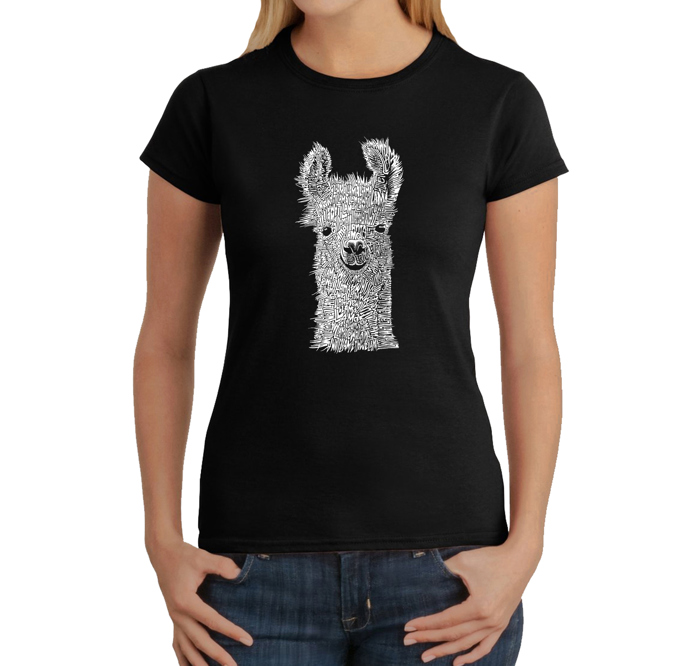 Women's Word Art T-Shirt - Llama