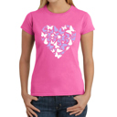 Pink XL Butterfly Heart - Women's Word Art T-Shirt