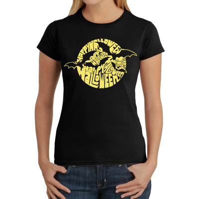 Women's Word Art T-Shirt - Halloween Bats