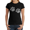 Black Medium Women's Word Art T-Shirt - Meow Cat Prints