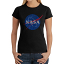Black XL Women's Word Art T-Shirt - NASA's Most Notable Missions
