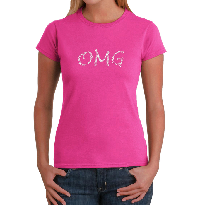 Women's Word Art T-Shirt - OMG