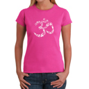 Pink XXL Women's Word Art T-Shirt - THE OM SYMBOL OUT OF YOGA POSES