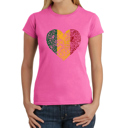 Pink XL Women's Word Art T-Shirt - One Love Heart