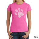 Pink Large Women's Word Art T-Shirt - Dog Paw
