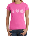  Women's Word Art T-Shirt - Peace Love Dogs