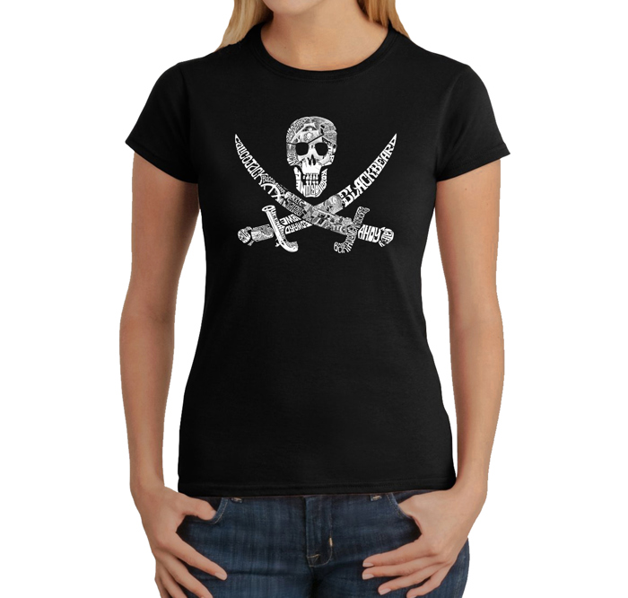 Women's Word Art T-Shirt - PIRATE CAPTAINS, SHIPS AND IMAGERY