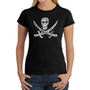 Black X-Small Women's Word Art T-Shirt - PIRATE CAPTAINS, SHIPS AND IMAGERY