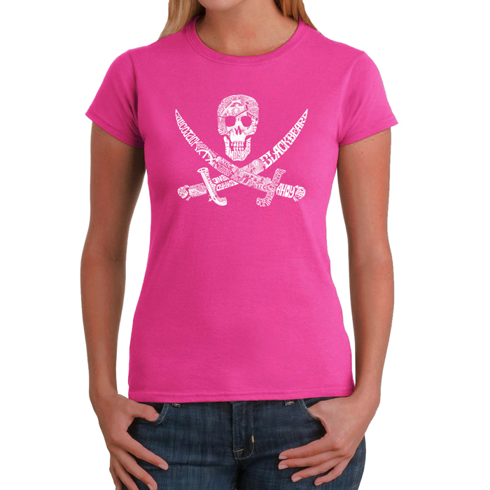 Women's Word Art T-Shirt - PIRATE CAPTAINS, SHIPS AND IMAGERY