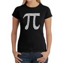 Black Medium Women's Word Art T-Shirt - THE FIRST 100 DIGITS OF PI