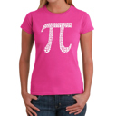 Pink XL Women's Word Art T-Shirt - THE FIRST 100 DIGITS OF PI