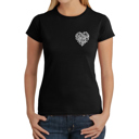 Black Small Cursive Heart - Women's Word Art T-Shirt