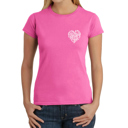 Pink X-Small Cursive Heart - Women's Word Art T-Shirt