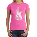 Pink Medium Women's Word Art T-Shirt - Bass Guitar