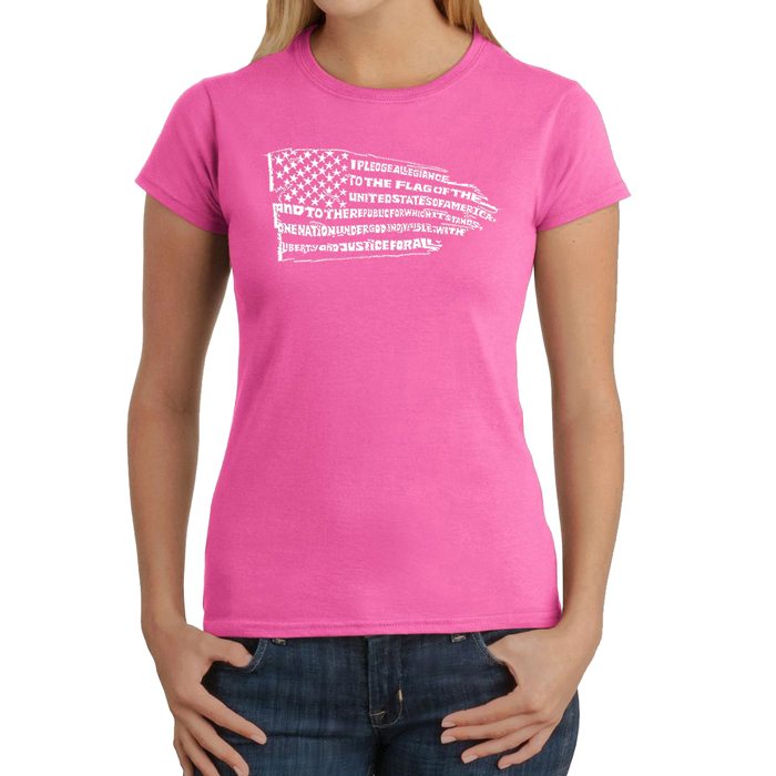 Women's Word Art T-Shirt - Pledge of Allegiance Flag