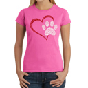 Pink X-Small Paw Heart - Women's Word Art T-Shirt