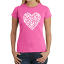  Women's Word Art T-Shirt - Paw Prints Heart
