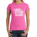 Pink X-Small Women's Word Art T-Shirt - Pug Face