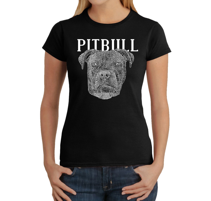 Women's Word Art T-Shirt - Pitbull Face