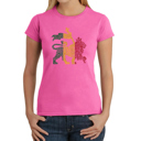 Pink XL Women's Word Art T-Shirt - Rasta Lion - One Love
