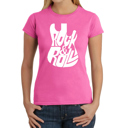 Pink Large Rock And Roll Guitar - Women's Word Art T-Shirt
