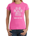 Pink X-Small Women's Word Art T-Shirt - Rescue Mom