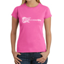Pink Large Women's Word Art T-Shirt - Rock Guitar