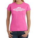 Pink X-Small Women's Word Art T-Shirt - Flying Saucer UFO