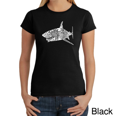 Women's Word Art T-Shirt - SPECIES OF SHARK