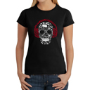 Black XL Women's Word Art T-Shirt - Music Notes Skull