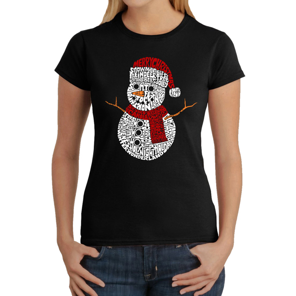 Christmas Snowman - Women's Word Art T-Shirt