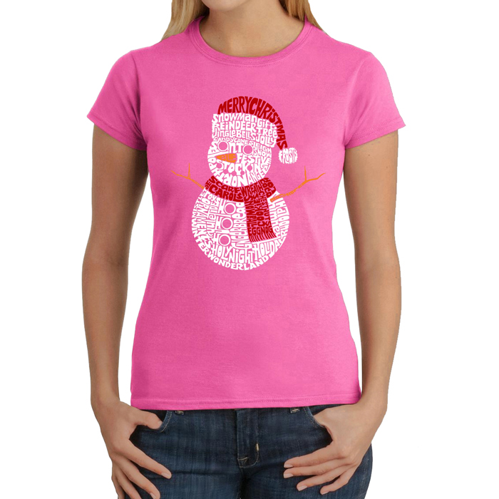 Christmas Snowman - Women's Word Art T-Shirt