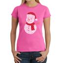 Pink XL Christmas Snowman - Women's Word Art T-Shirt