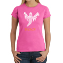 Pink X-Small Halloween Ghost - Women's Word Art T-Shirt