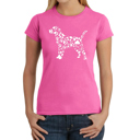 Pink XXL Women's Word Art T-Shirt - Dog Paw Prints