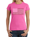 Pink Small Women's Word Art T-Shirt - 50 States USA Flag