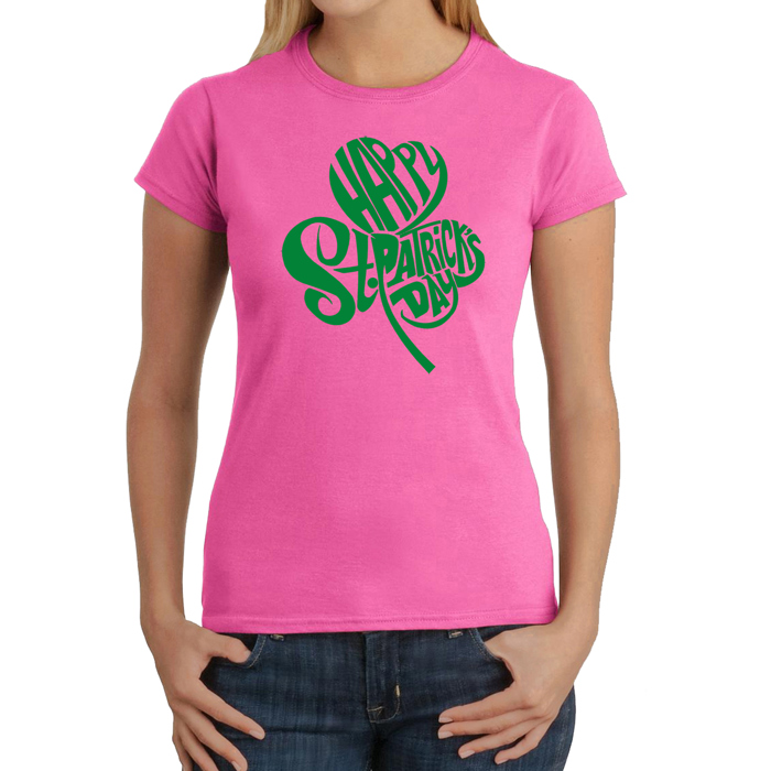 Women's Word Art T-Shirt - St. Patrick's Day Shamrock