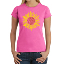 Pink Large Women's Word Art T-Shirt - Sunflower