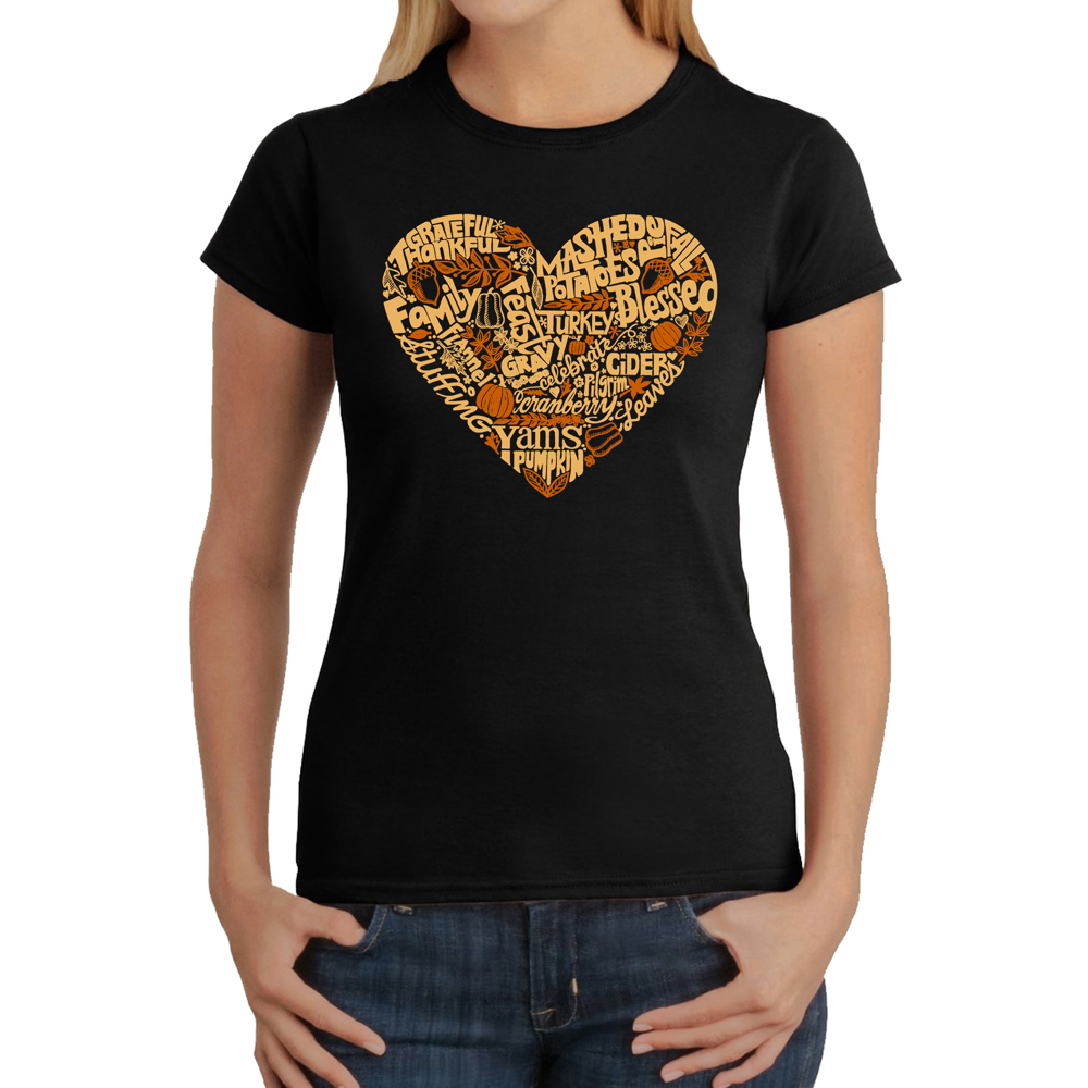 Thanksgiving Heart - Women's Word Art T-Shirt