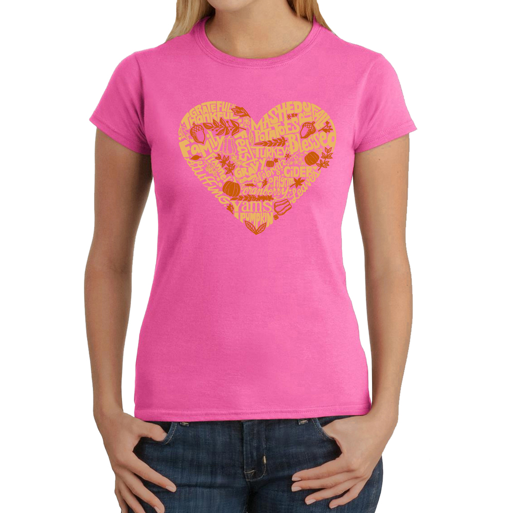 Thanksgiving Heart - Women's Word Art T-Shirt