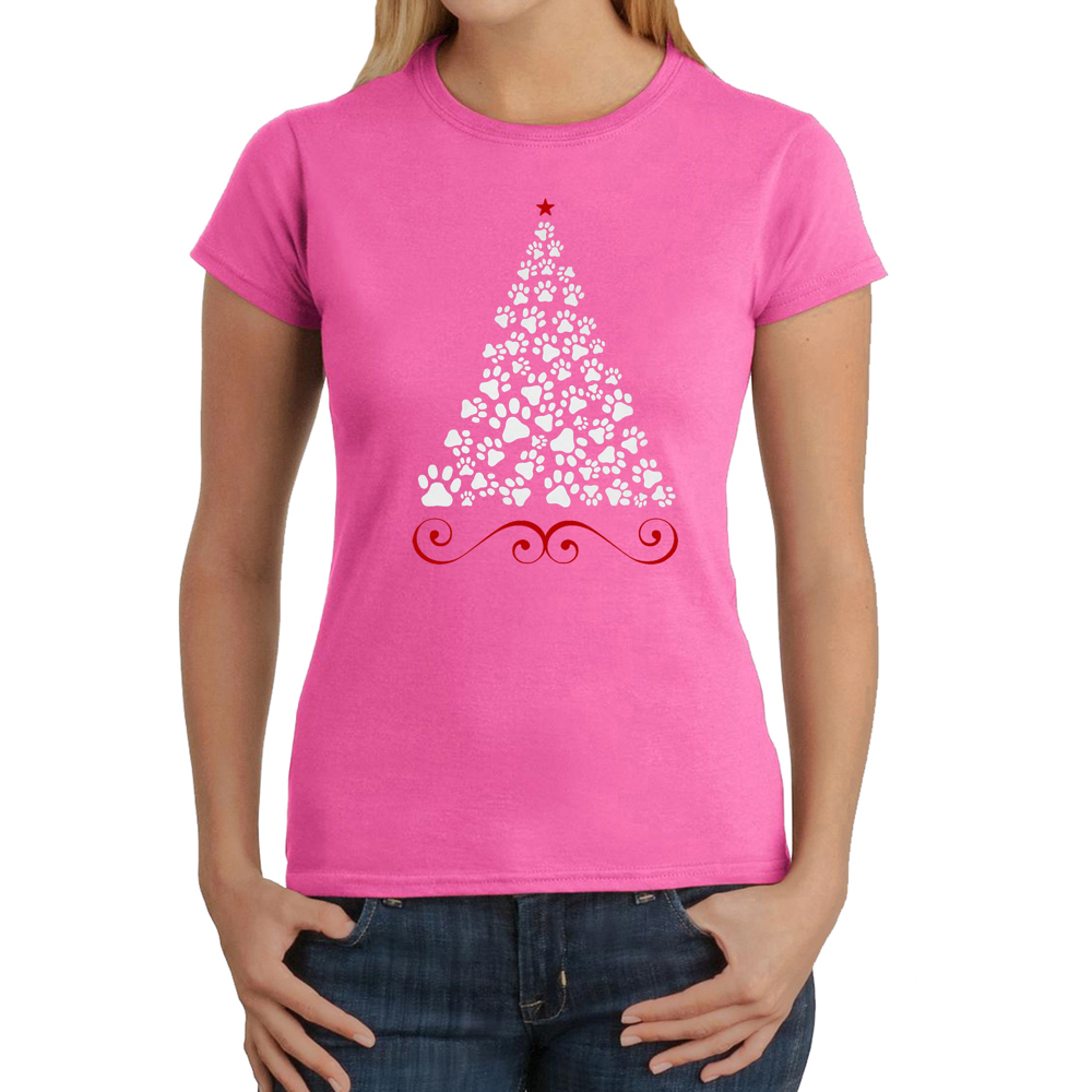 Paw Christmas Tree - Women's Word Art T-Shirt