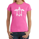 Pink Medium Women's Word Art T-Shirt - Honu Turtle - Hawaiian Islands